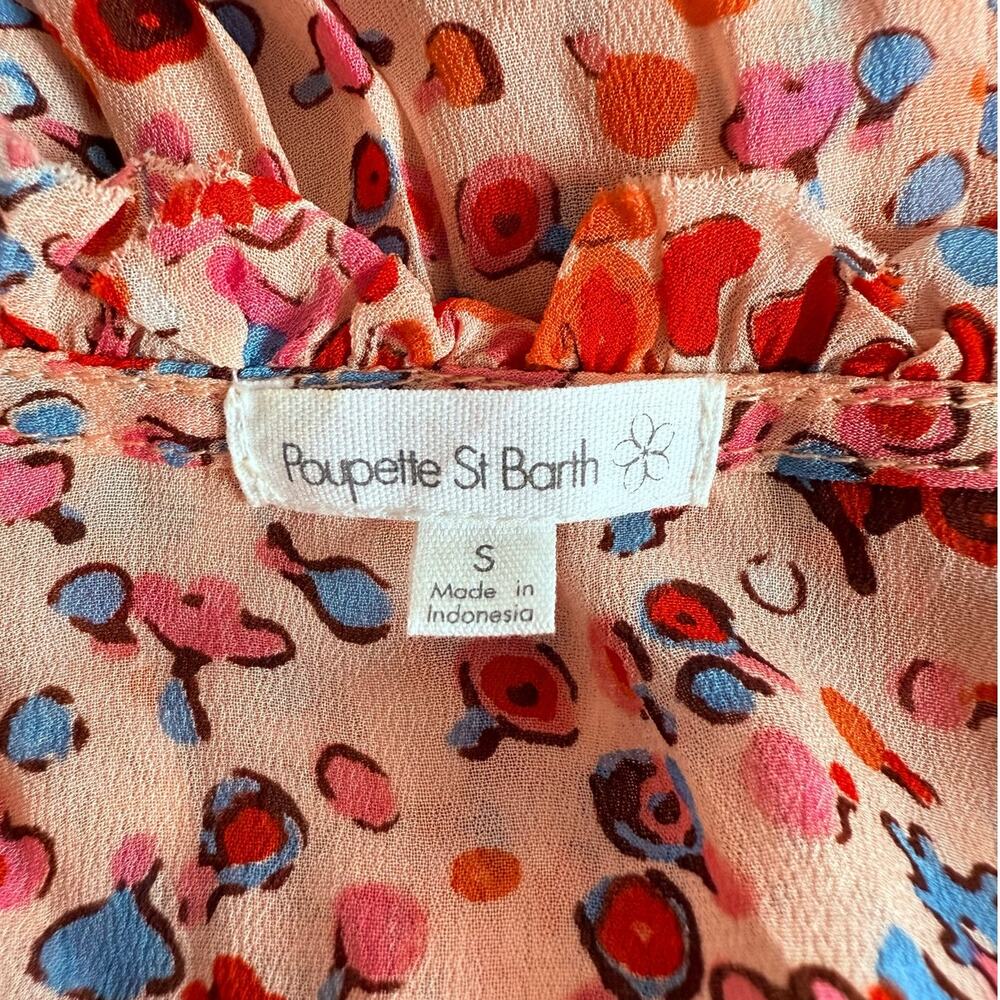 Coquette Mini Dress Poupette St. Barth Amber Women’s Small Ruffled Floral Pink - Picture 3 of 11